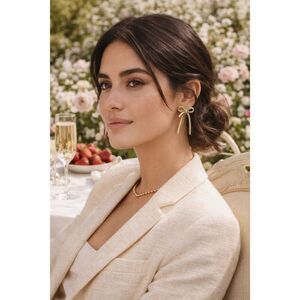 J.Crew Gold Bow Drop Earrings Metallic Statement Recycled Brass 1.7” , NWT